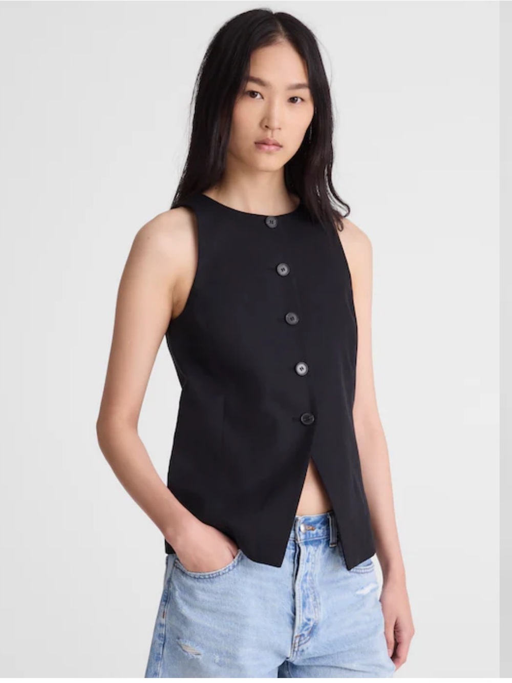 Madewell Black Button Front Sleeveless Camisole